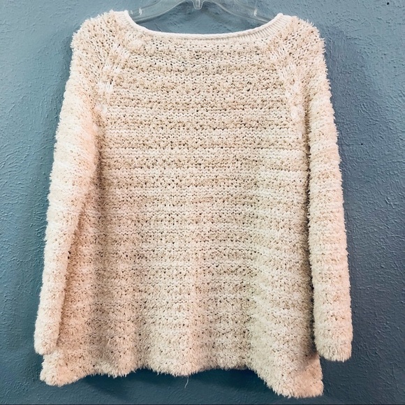 - Anthropologie white fluffy crew sweater - Picture 5 of 8